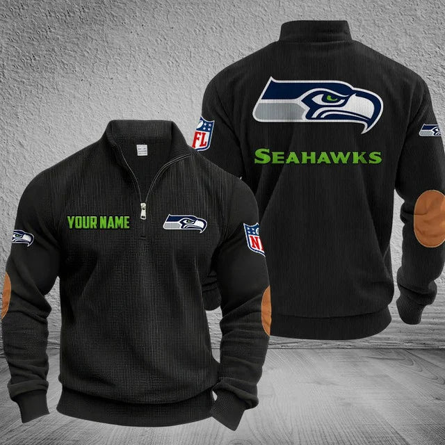[SPECIAL OFFER] NEW CUSTOMIZED NFL06 SSH SEATTLE SEAHAWKS MULTICOLOR STRIPED QUATER ZIP SWEATSHIRT