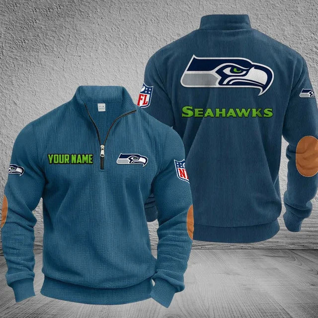 [SPECIAL OFFER] NEW CUSTOMIZED NFL06 SSH SEATTLE SEAHAWKS MULTICOLOR STRIPED QUATER ZIP SWEATSHIRT