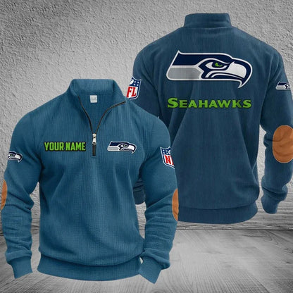 [SPECIAL OFFER] NEW CUSTOMIZED NFL06 SSH SEATTLE SEAHAWKS MULTICOLOR STRIPED QUATER ZIP SWEATSHIRT