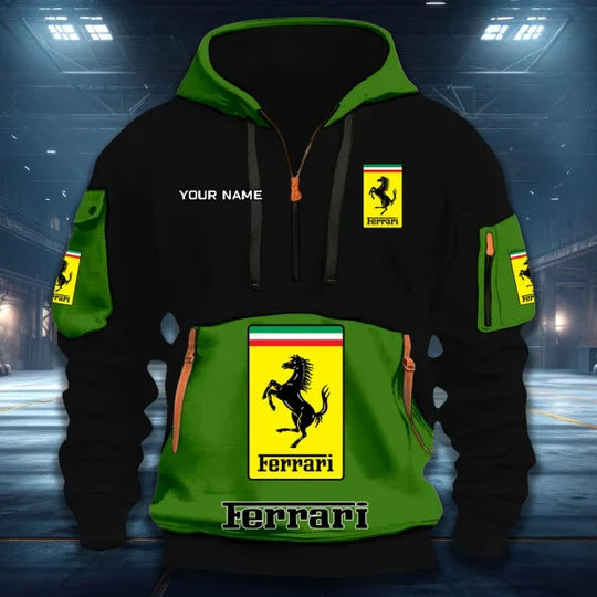 [FAN MUST-HAVE] NEW CUSTOMIZED F106 FER SCUDERIA FERRARI QUARTER ZIP HOODIE