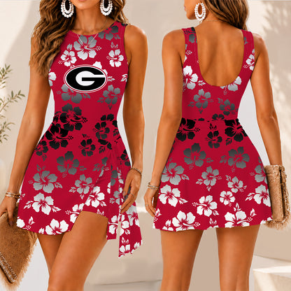 [FAN FAVORITE] NEW CUSTOMIZED NCAA FBS06 GEB GEORGIA BULLDOGS WOMEN'S SUMMER SKORT DRESS