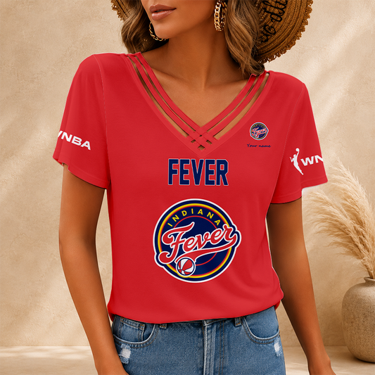 [FAN FAVORITE] NEW CUSTOMIZED WNBA06 IDF INDIANA FEVER V-NECK SHIRT