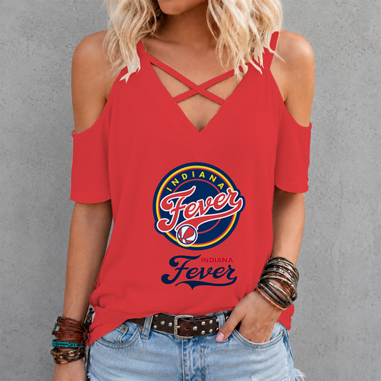 [FAN FAVORITE] NEW CUSTOMIZED WNBA06 IDF INDIANA FEVER CRISS CROSS V-NECK TOP