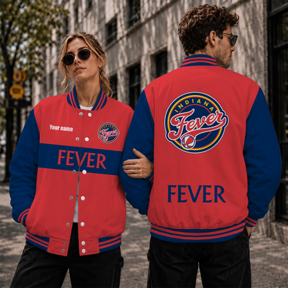 [FAN FAVORITE] NEW CUSTOMIZED WNBA06 IDF INDIANA FEVER BASEBALL JACKET, SATIN VARSITY JACKET