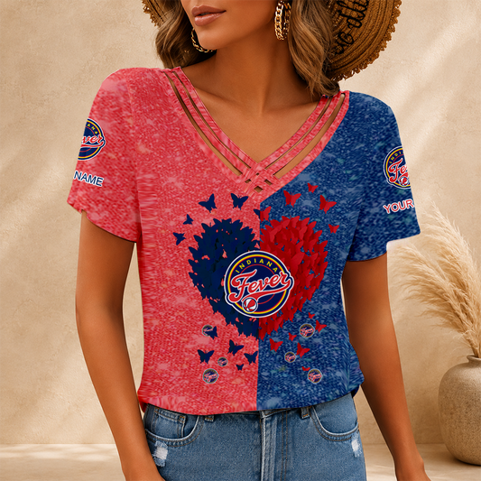 [FAN FAVORITE] NEW CUSTOMIZED WNBA06 IDF INDIANA FEVER V-NECK SHIRT