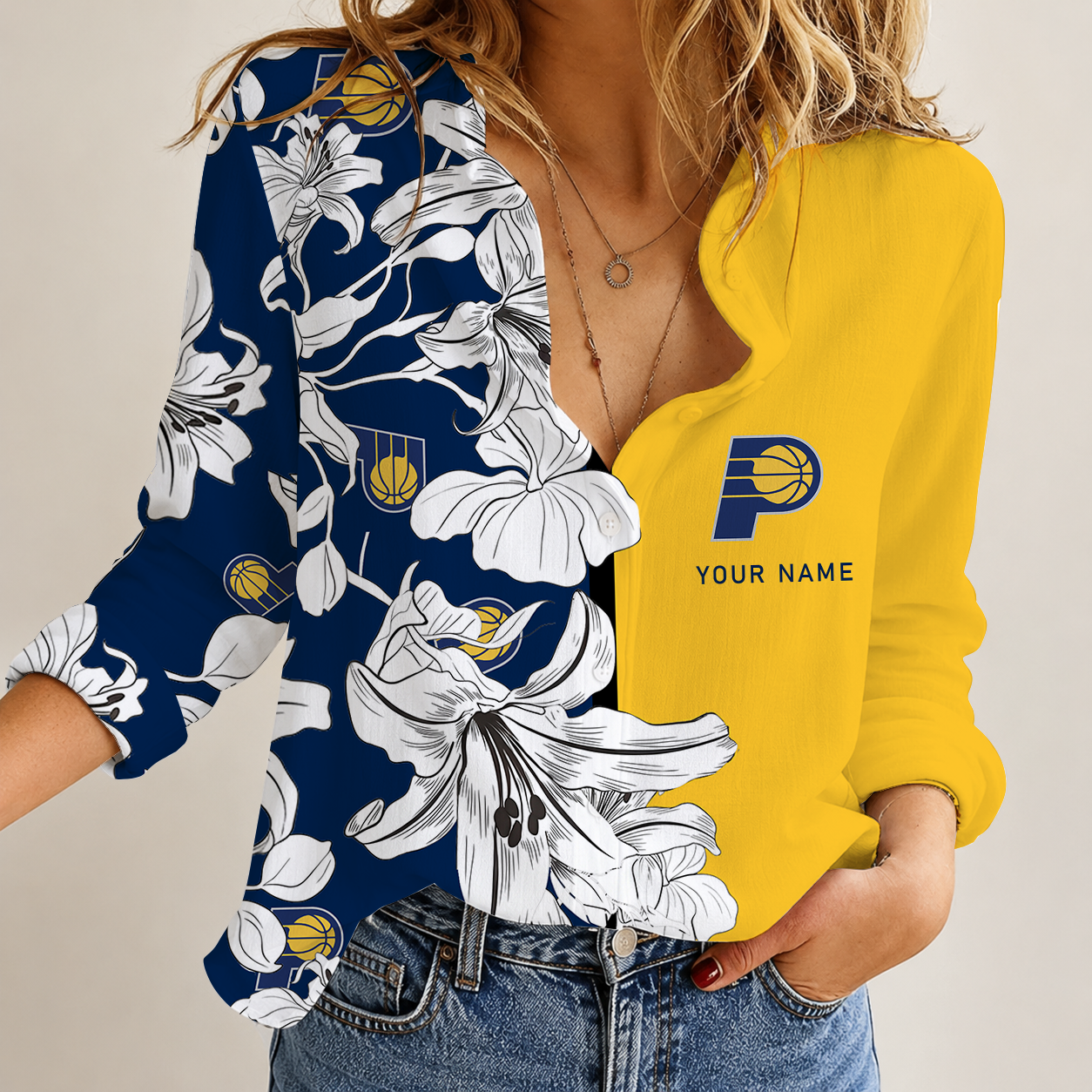 [HOT DEAL] NEW CUSTOMIZED NBA06 IPA INDIANA PACERS WOMEN CASUAL SHIRT FOR FAN