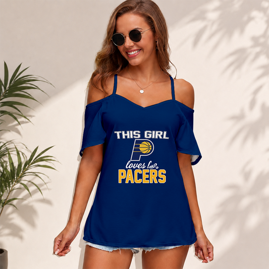 [HOT DEAL] NEW CUSTOMIZED NBA06 IPA INDIANA PACERS WOMEN'S STRAPPY OFF-SHOULDER TOP