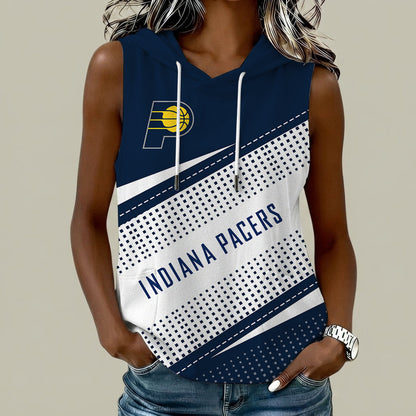 [HOT DEAL] NEW CUSTOMIZED NBA06 IPA INDIANA PACERS  WOMEN'S SLEEVELESS HOODED POCKET TANK TOP