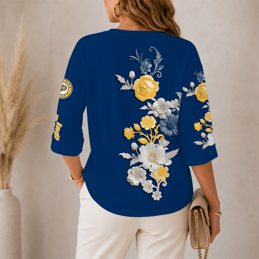 LIMITED EDITION - NEW CUSTOMIZED NBA06 IPA INDIANA PACERS WOMEN'S V-NECK LONG SLEEVE SHIRT