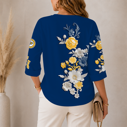 LIMITED EDITION - NEW CUSTOMIZED NBA06 IPA INDIANA PACERS WOMEN'S V-NECK LONG SLEEVE SHIRT