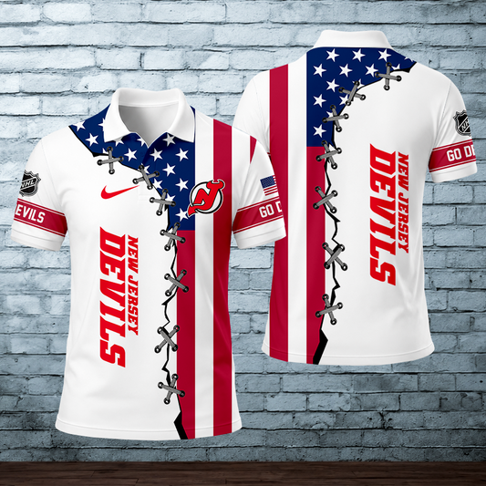 [SUPER SALE] NEW CUSTOMIZED NHL06 NJD NEW JERSEY DEVILS POLO SHIRT