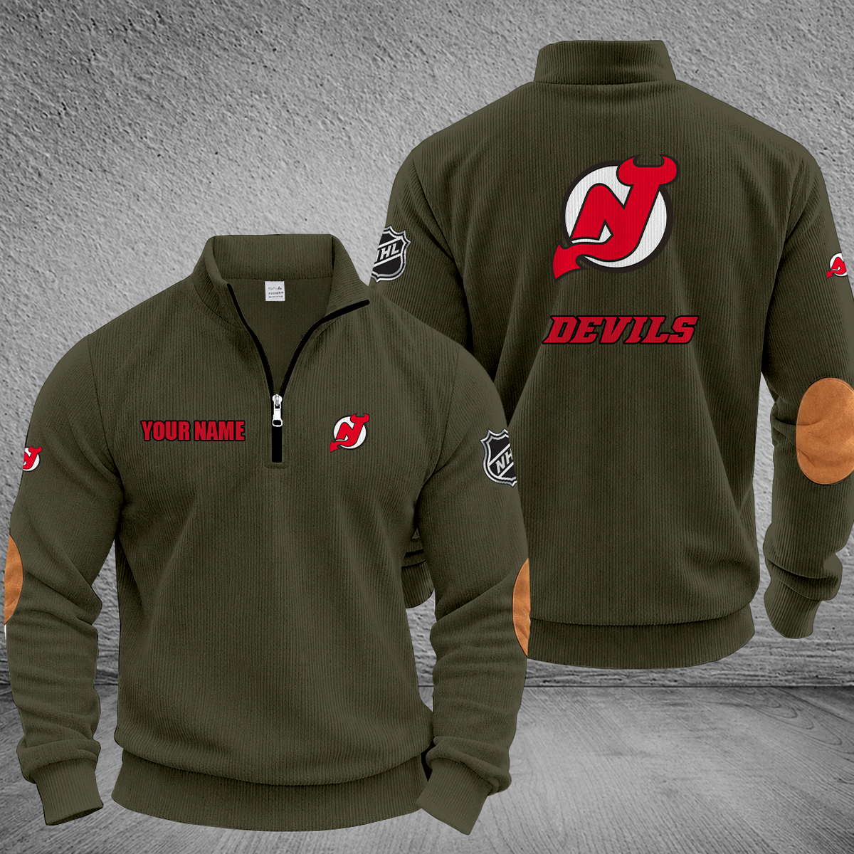 [SUPER SALE] NEW CUSTOMIZED NHL06 NJD NEW JERSEY DEVILS MULTICOLOR STRIPED QUATER ZIP SWEATSHIRT
