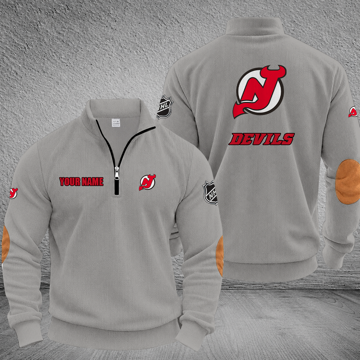[SUPER SALE] NEW CUSTOMIZED NHL06 NJD NEW JERSEY DEVILS MULTICOLOR STRIPED QUATER ZIP SWEATSHIRT