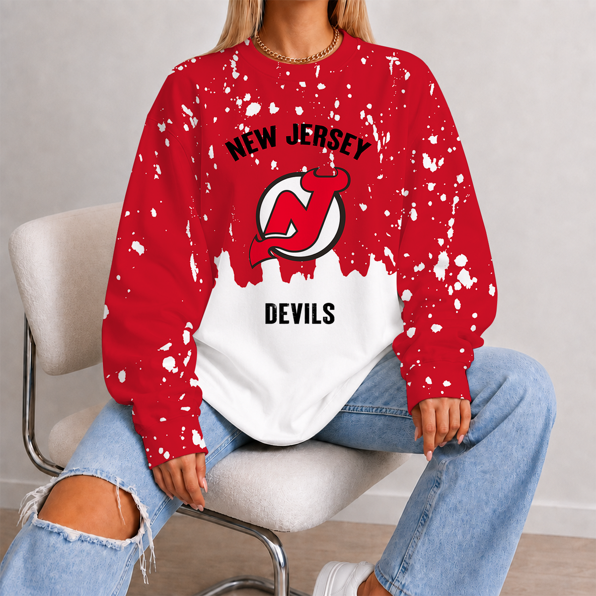 [SUPER SALE] NEW CUSTOMIZED NHL06 NJD NEW JERSEY DEVILS UNISEX SWEATSHIRT