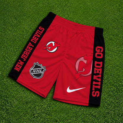 [SUPER SALE] NEW CUSTOMIZED NHL06 NJD NEW JERSEY DEVILS SHORT PANTS