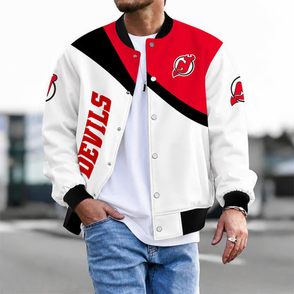 [SUPER SALE] NEW CUSTOMIZED NHL06 NJD NEW JERSEY DEVILS SATIN VARSITY JACKET & BASEBALL JACKET