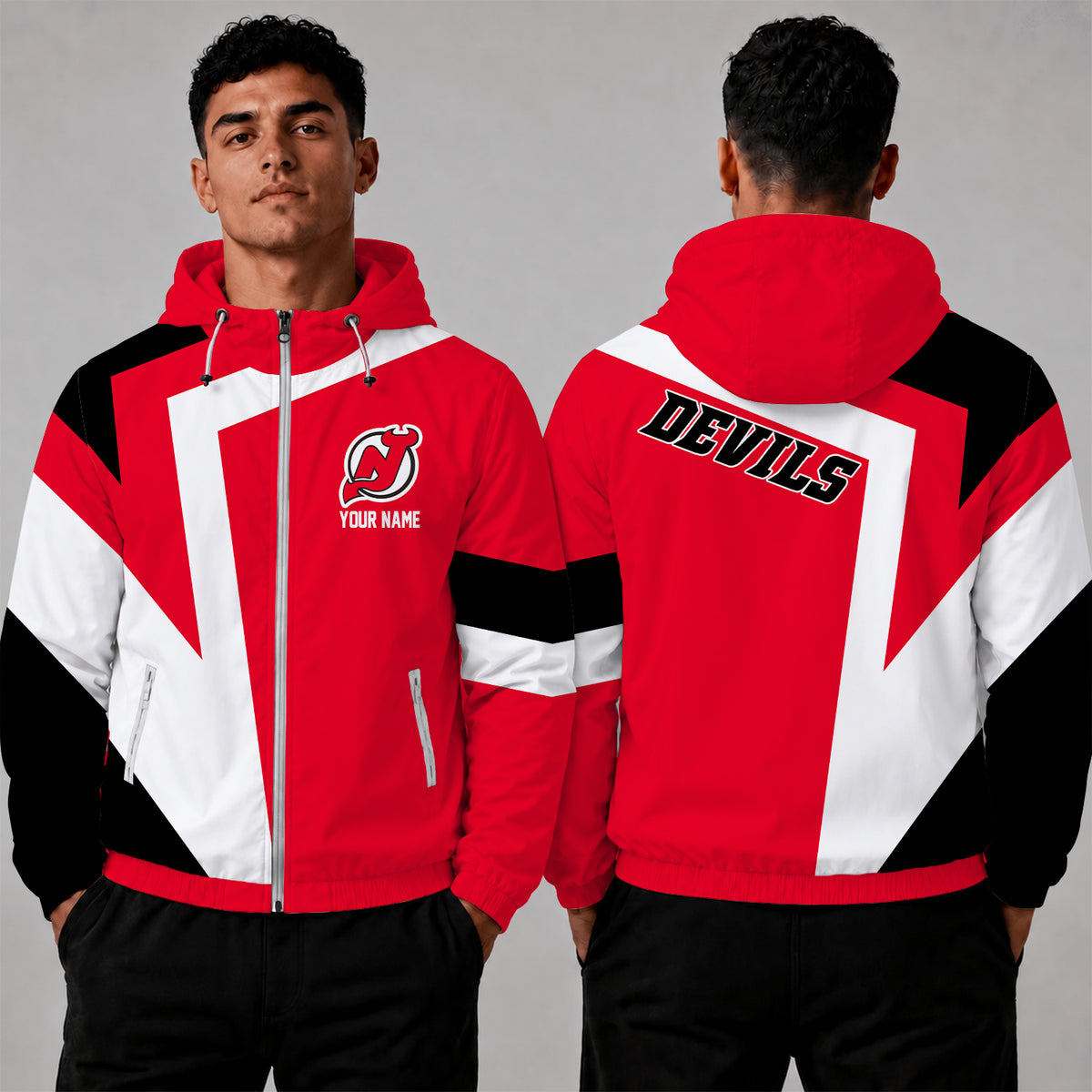 [SUPER SALE] NEW CUSTOMIZED NHL06 NJD NEW JERSEY DEVILS WINDBREAKER JACKET