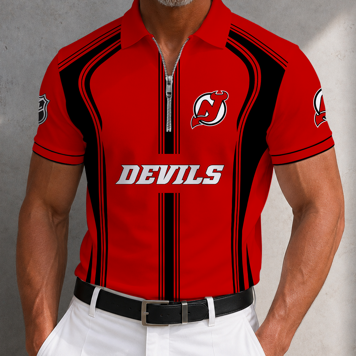 [SUPER SALE] NEW CUSTOMIZED NHL06 NJD NEW JERSEY DEVILS POLO SHIRT