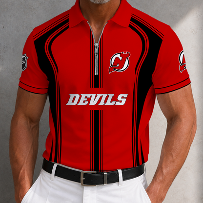 [SUPER SALE] NEW CUSTOMIZED NHL06 NJD NEW JERSEY DEVILS POLO SHIRT