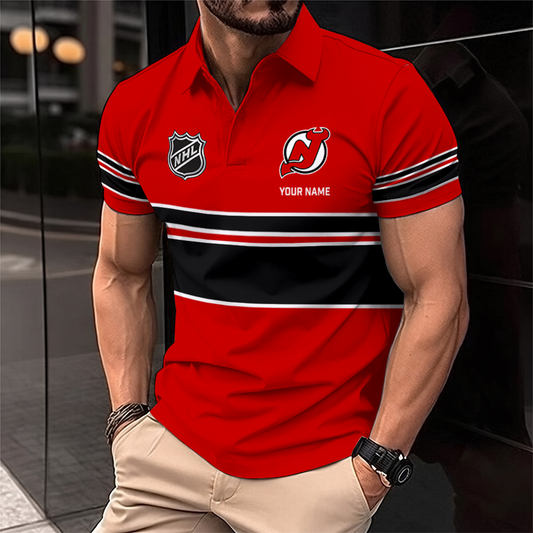 [SUPER SALE] NEW CUSTOMIZED NHL06 NJD NEW JERSEY DEVILS POLO SHIRT