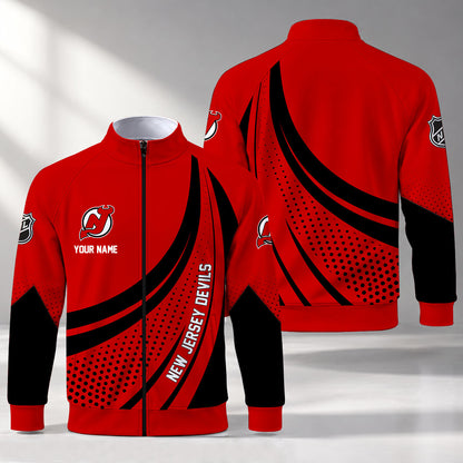 [SUPER SALE] NEW CUSTOMIZED NHL06 NJD NEW JERSEY DEVILS STAND COLLAR JACKET