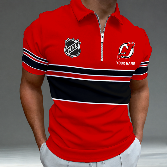 [SUPER SALE] NEW CUSTOMIZED NHL06 NJD NEW JERSEY DEVILS POLO SHIRT