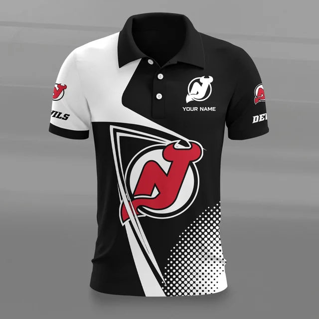 [SUPER SALE] NEW CUSTOMIZED NHL06 NJD NEW JERSEY DEVILS POLO SHIRT