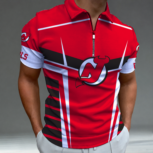 [SUPER SALE] NEW CUSTOMIZED NHL06 NJD NEW JERSEY DEVILS POLO SHIRT
