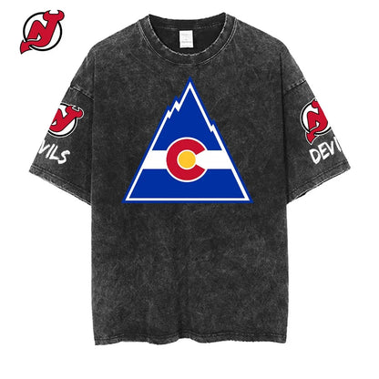 [SUPER SALE] NEW CUSTOMIZED NHL06 NJD NEW JERSEY DEVILS MULTICOLOR WASHED TEE