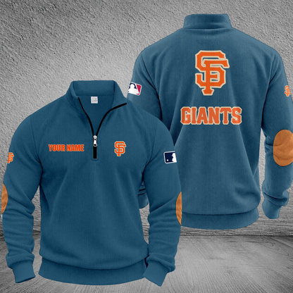 [FLASH SALE] NEW CUSTOMIZED MLB06 SFG SAN FRANCISCO GIANTS MULTICOLOR STRIPED QUATER ZIP SWEATSHIRT
