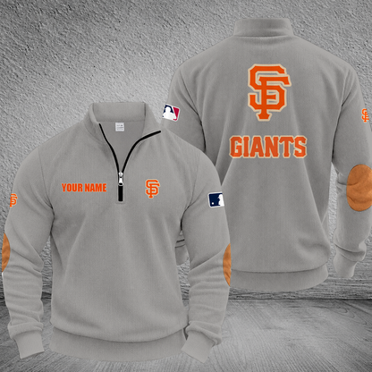 [FLASH SALE] NEW CUSTOMIZED MLB06 SFG SAN FRANCISCO GIANTS MULTICOLOR STRIPED QUATER ZIP SWEATSHIRT