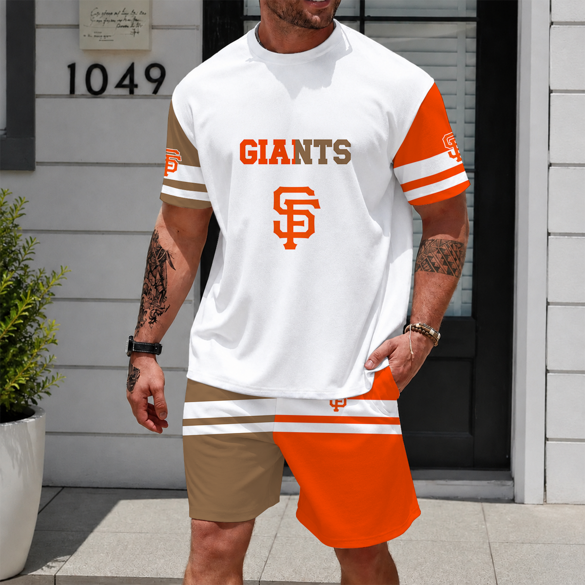 [FLASH SALE] NEW CUSTOMIZED MLB06 SFG SAN FRANCISCO GIANTS UNISEX T-SHIRT & SHORTS SET