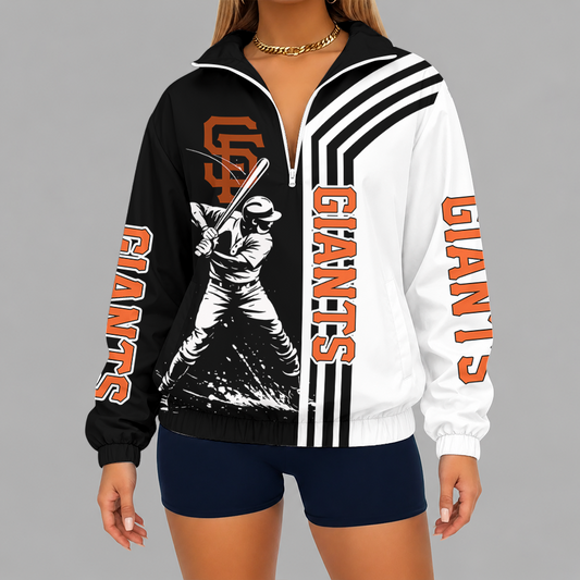 [FLASH SALE] NEW CUSTOMIZED MLB06 SFG SAN FRANCISCO GIANTS V-NECK ZIPPER SWEATSHIRT JACKET