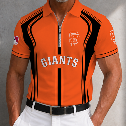 [FLASH SALE] NEW CUSTOMIZED MLB06 SFG SAN FRANCISCO GIANTS ZIP POLO SHIRT