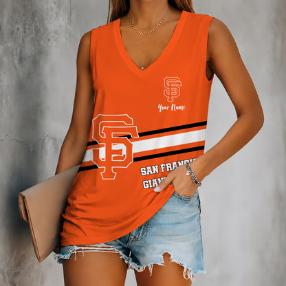 [FLASH SALE] NEW CUSTOMIZED MLB06 SFG SAN FRANCISCO GIANTS WOMEN'S V-NECK TANK TOP