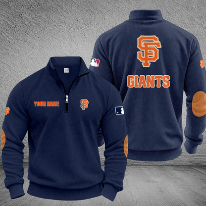 [FLASH SALE] NEW CUSTOMIZED MLB06 SFG SAN FRANCISCO GIANTS MULTICOLOR STRIPED QUATER ZIP SWEATSHIRT