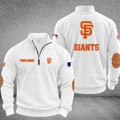 [FLASH SALE] NEW CUSTOMIZED MLB06 SFG SAN FRANCISCO GIANTS MULTICOLOR STRIPED QUATER ZIP SWEATSHIRT