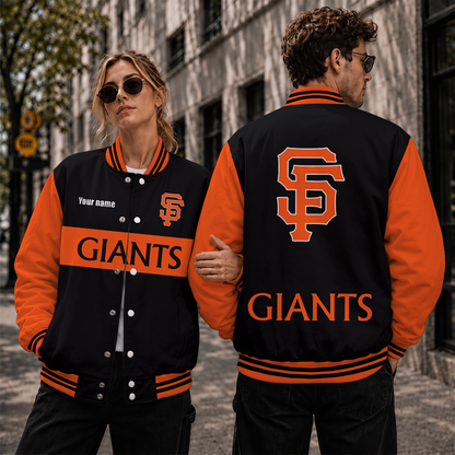 [FLASH SALE] NEW CUSTOMIZED MLB06 SFG SAN FRANCISCO GIANTS SATIN VARSITY & BASEBALL JACKET