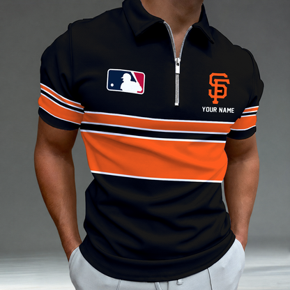 LIMITED EDITION - NEW CUSTOMIZED MLB06 SFG SAN FRANCISCO GIANTS ZIP POLO SHIRT