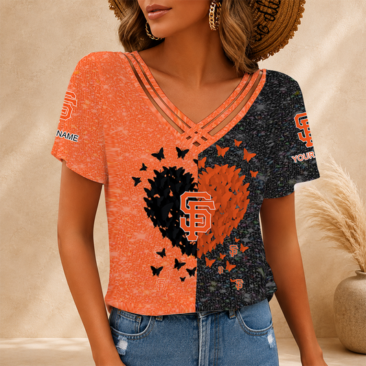 [FLASH SALE] NEW CUSTOMIZED MLB06 SFG SAN FRANCISCO GIANTS V-NECK SHIRT