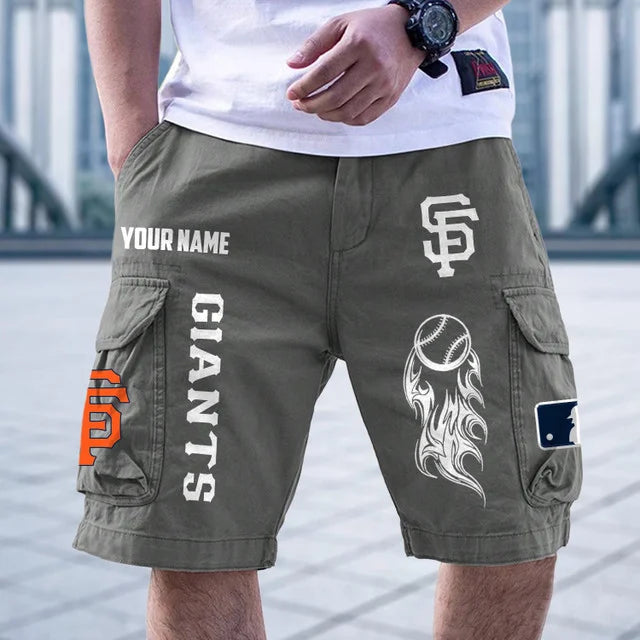 [FLASH SALE] NEW CUSTOMIZED MLB06 SFG SAN FRANCISCO GIANTS MEN'S CARGO SHORTS