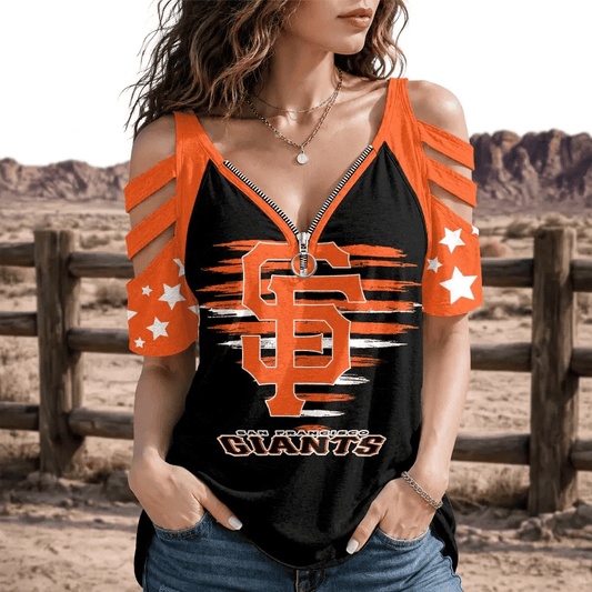 [FLASH SALE] NEW CUSTOMIZED MLB06 SFG SAN FRANCISCO GIANTS STRAPPY COLD-SHOULDER TOP