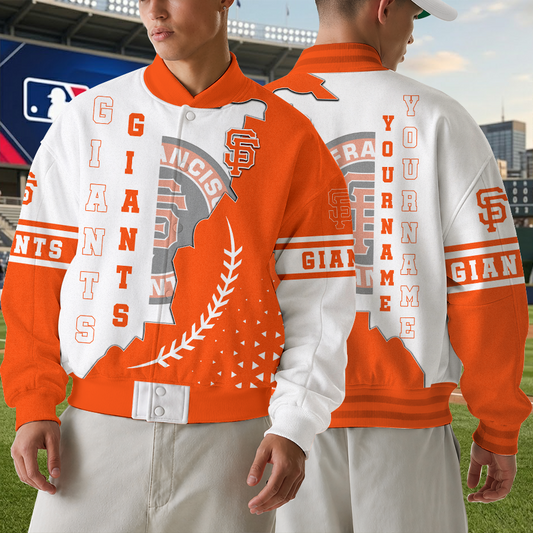 [FLASH SALE] NEW CUSTOMIZED MLB06 SFG SAN FRANCISCO GIANTS SATIN VARSITY & BASEBALL JACKET