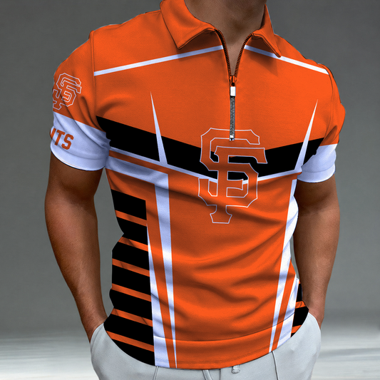 [FLASH SALE] NEW CUSTOMIZED MLB06 SFG SAN FRANCISCO GIANTS ZIP POLO SHIRT