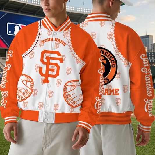 [FLASH SALE] NEW CUSTOMIZED MLB06 SFG SAN FRANCISCO GIANTS SATIN VARSITY & BASEBALL JACKET