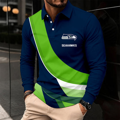 [SPECIAL OFFER] NEW CUSTOMIZED NFL06 SSH SEATTLE SEAHAWKS LONG SLEEVE POLO SHIRT