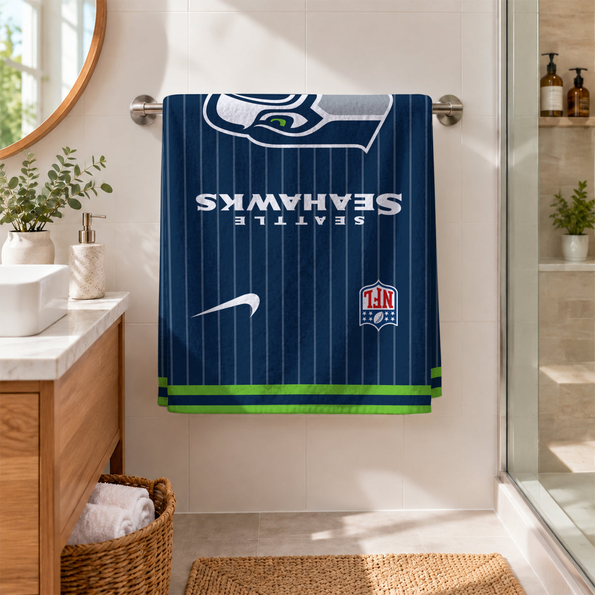 [SPECIAL OFFER] NEW CUSTOMIZED NFL06 SSH SEATTLE SEAHAWKS BEACH TOWEL