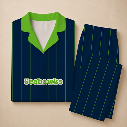 [SPECIAL OFFER] NEW CUSTOMIZED NFL06 SSH SEATTLE SEAHAWKS SHORT SLEEVE & LONG PANTS PAJAMAS SET