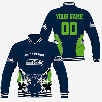 [SPECIAL OFFER] NEW CUSTOMIZED NFL06 SSH SEATTLE SEAHAWKS SATIN VARSITY & BASEBALL JACKET