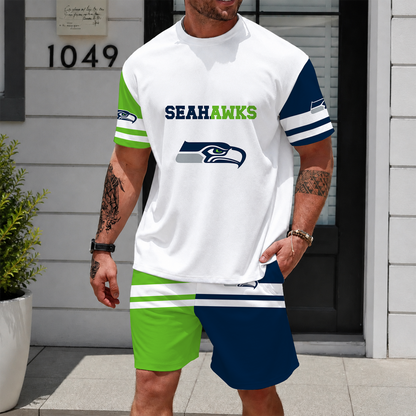 [SPECIAL OFFER] NEWCUSTOMIZED NFL06 SSH SEATTLE SEAHAWKS UNISEX T-SHIRT & SHORTS SET